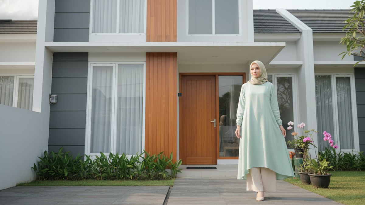 Siluet A-line dan tunik panjang yang nyaman untuk Lebaran.