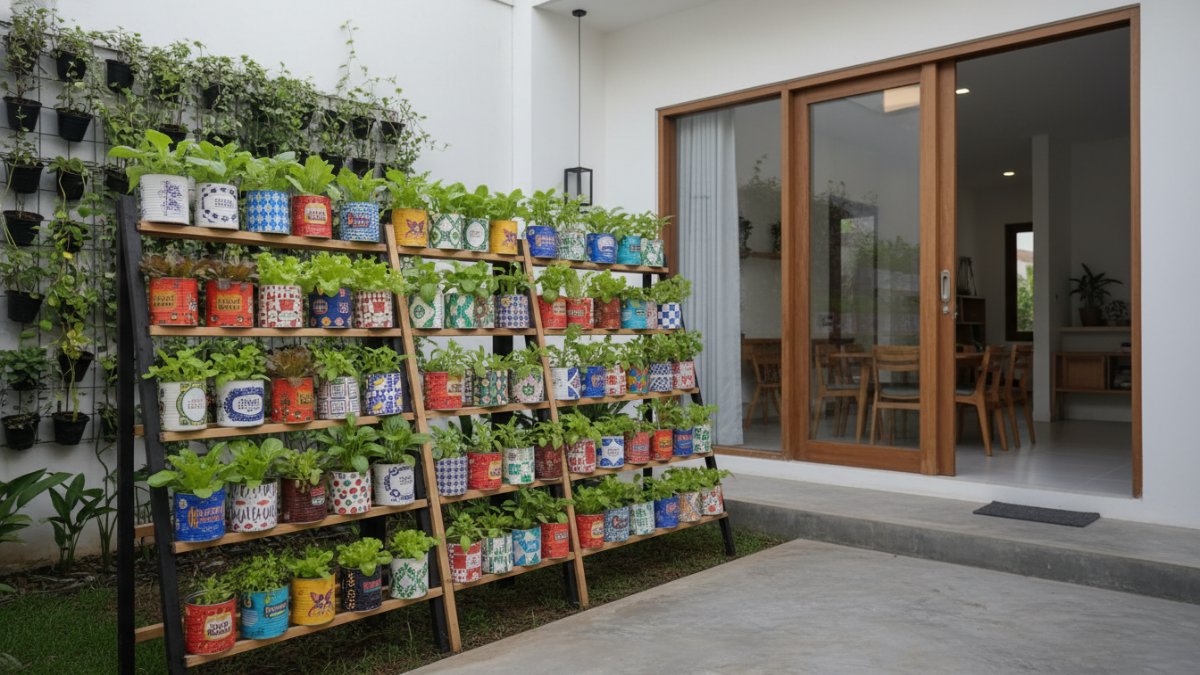 Susunan modular kebun kaleng yang mudah dipindahkan