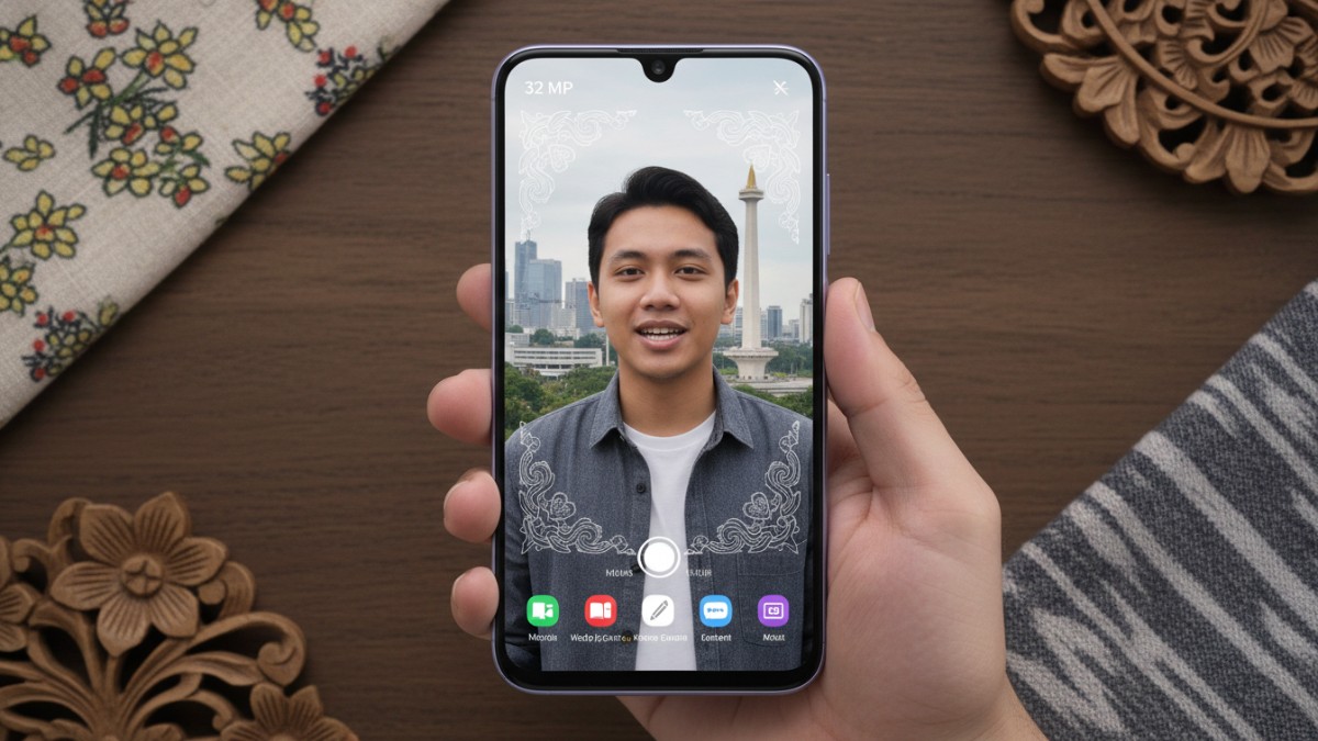 Kamera depan 32 MP Galaxy A54 untuk vlog cerita dan konten edukatif.