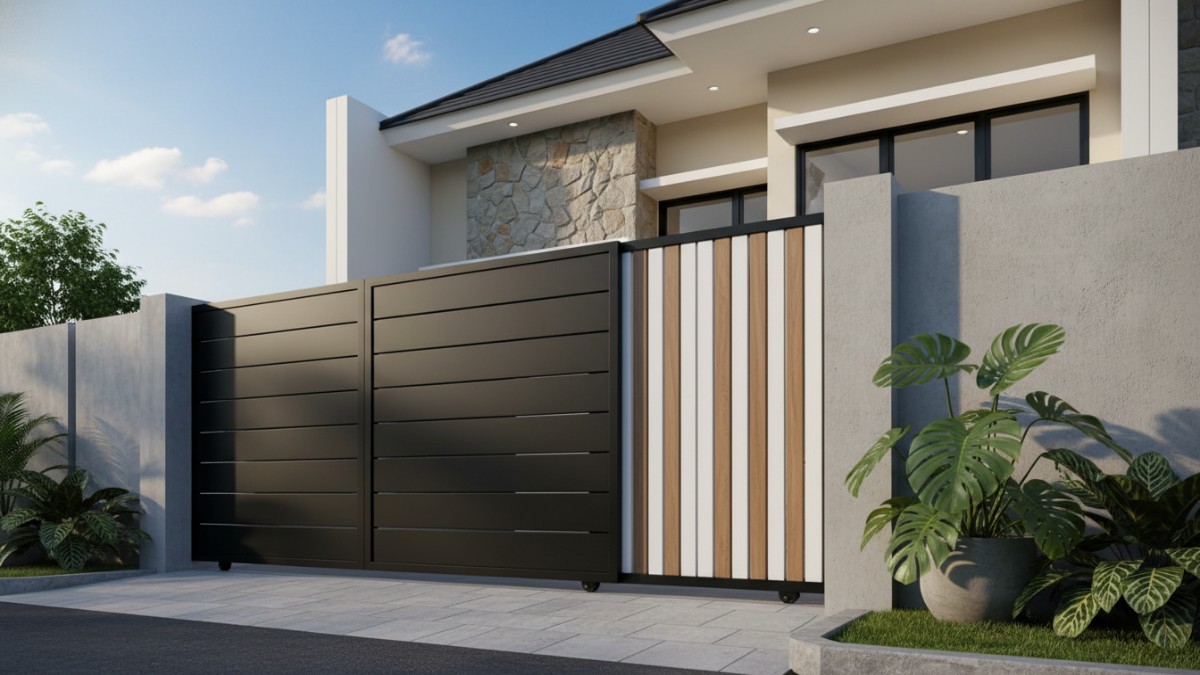 Warna netral menyatu dengan fasad rumah