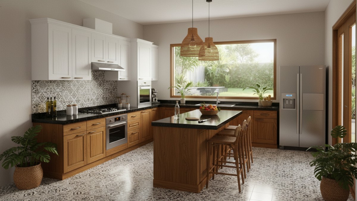 Kitchen set fungsional dengan desain rapi mendukung aktivitas memasak harian.