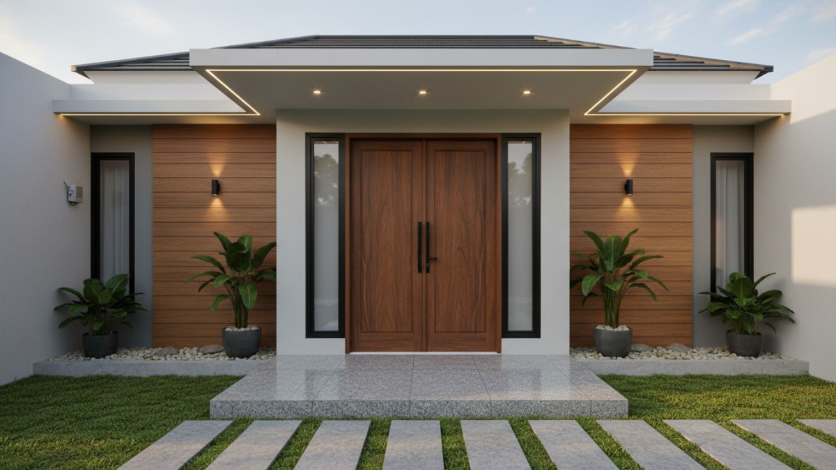 &ndash; Pintu rumah sebagai titik fokus visual hunian