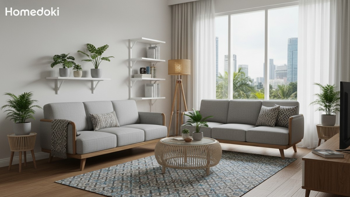 Perabot rumah tangga Homedoki dengan desain modern dan ringkas mendukung hunian yang rapi dan efisien.