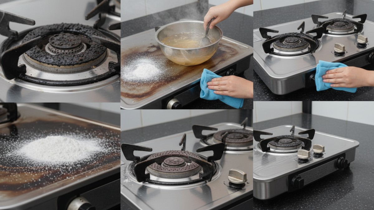 cara membersihkan kerak kerak kompor