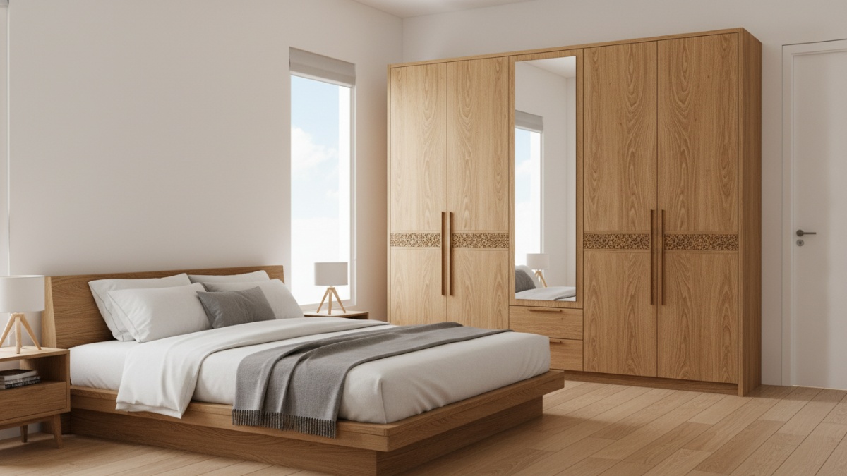 Desain lemari selaras dengan interior kamar tidur