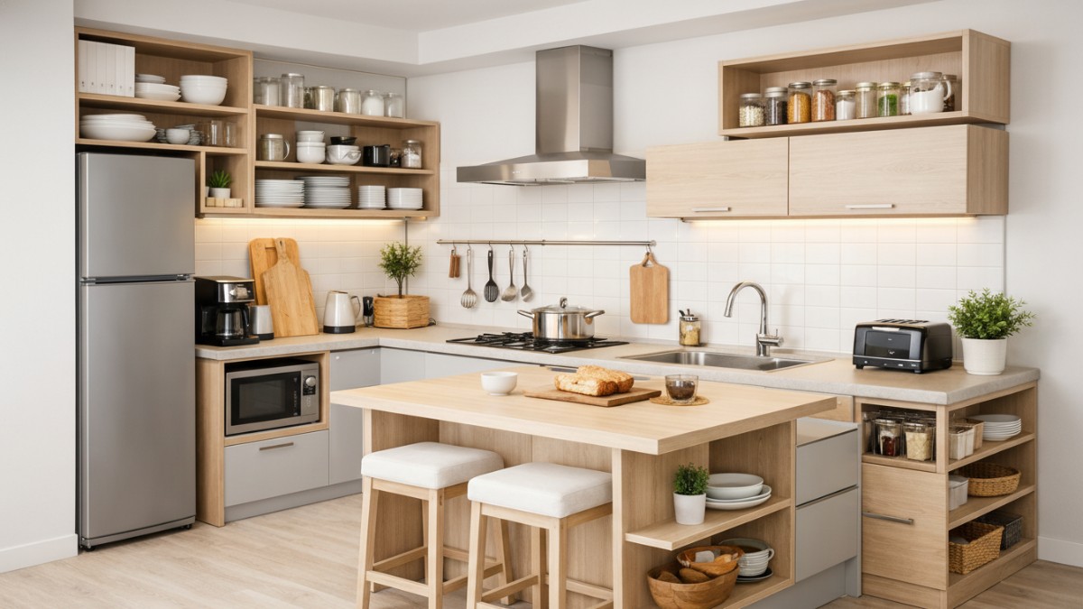 Dapur minimalis dengan konsep modular.
