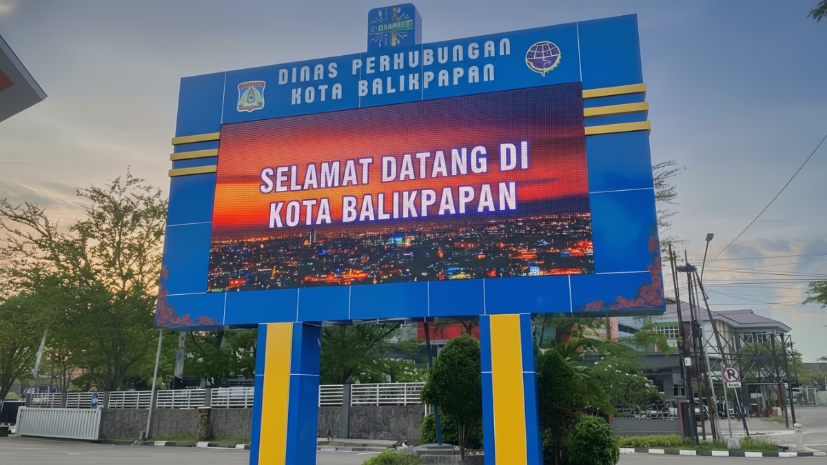 Tampilan videotron modern di Kota Balikpapan sebagai solusi estetika reklame.