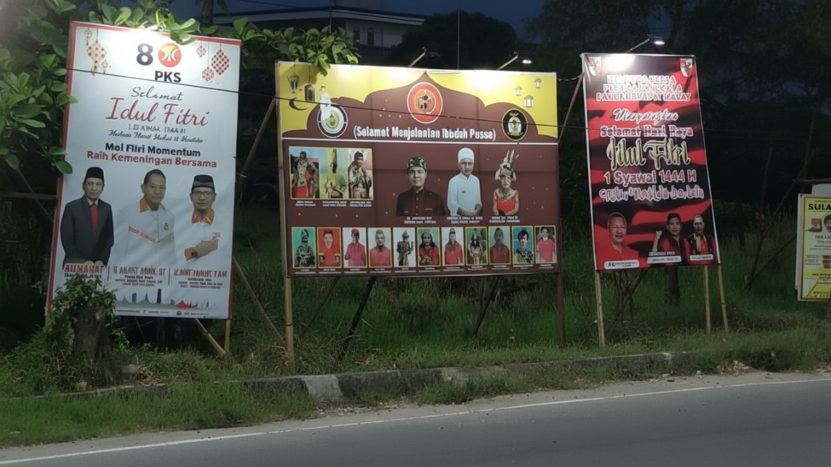 Deretan baliho terpampang di salah satu ruas jalan di Kota Balikpapan.