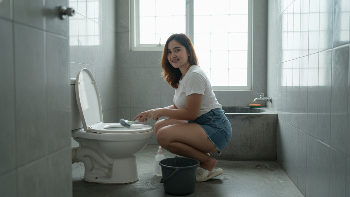 Floor drain terawat dengan air jebakan optimal.