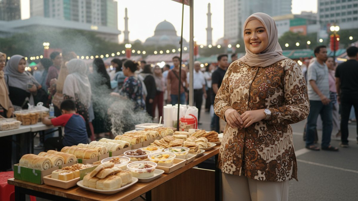 Tampilan takjil roti tawar dengan isian manis yang praktis untuk berbuka.