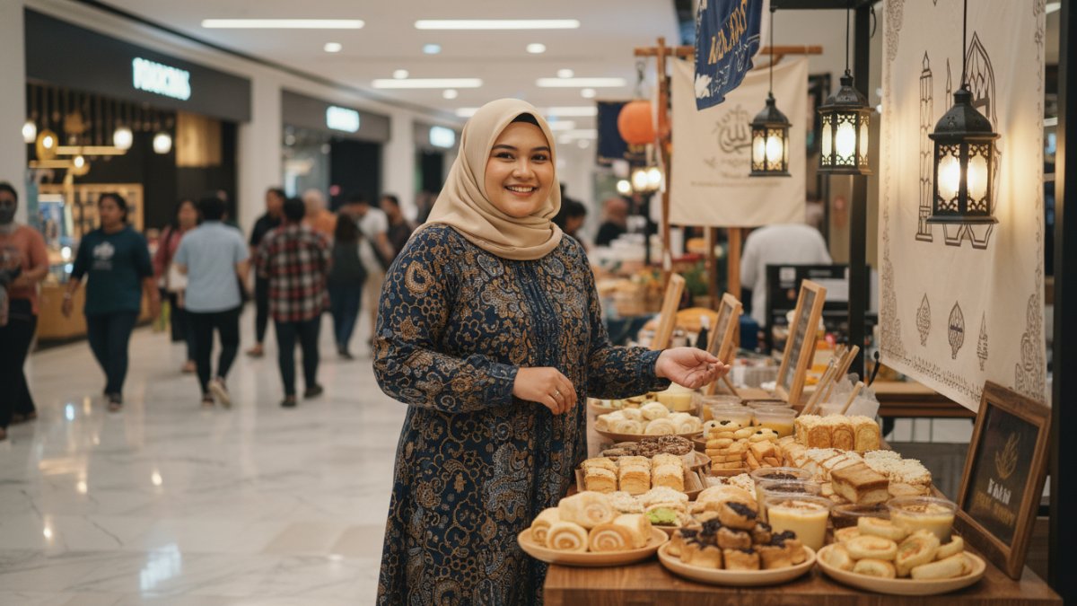 Aktivitas jualan takjil di mall