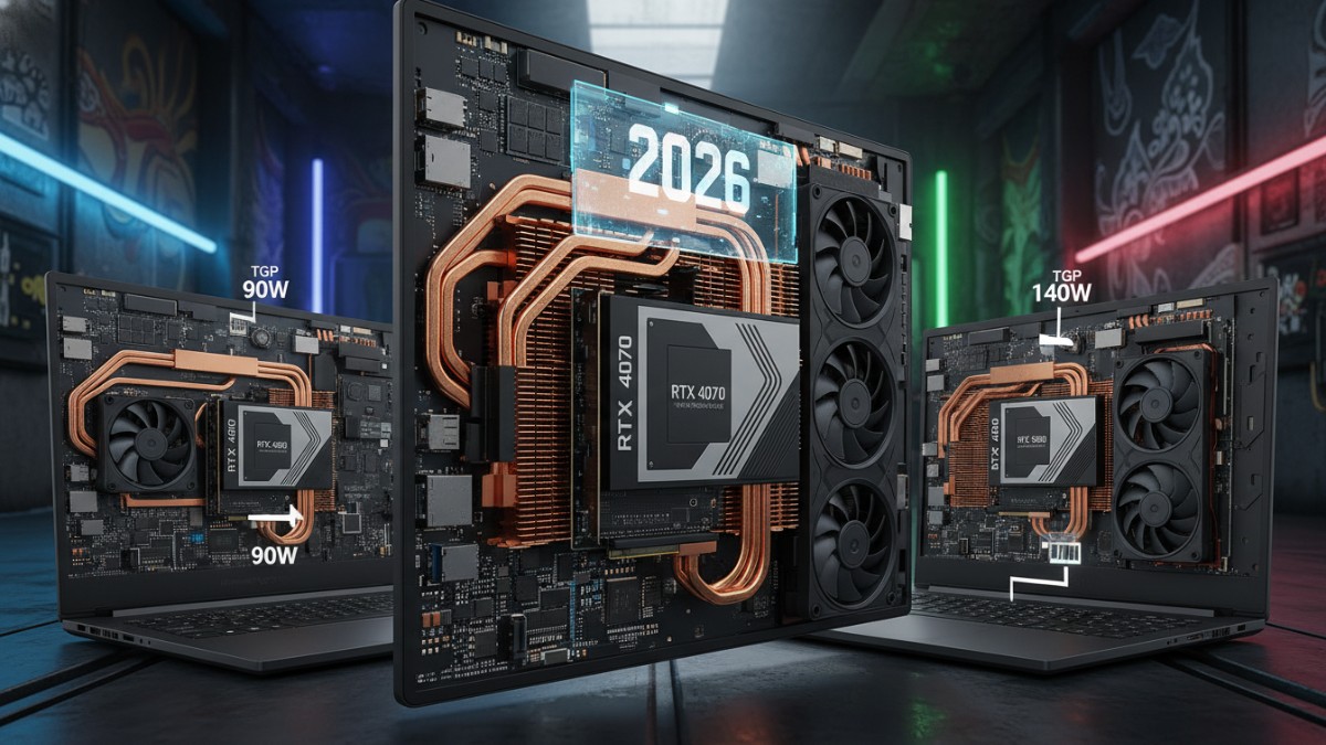 GPU masih jadi jantung utama laptop gaming 2026. Seri RTX 4050, 4060, hingga 4070 memang mendominasi, tapi performanya ndak bisa dilihat dari nama saja.