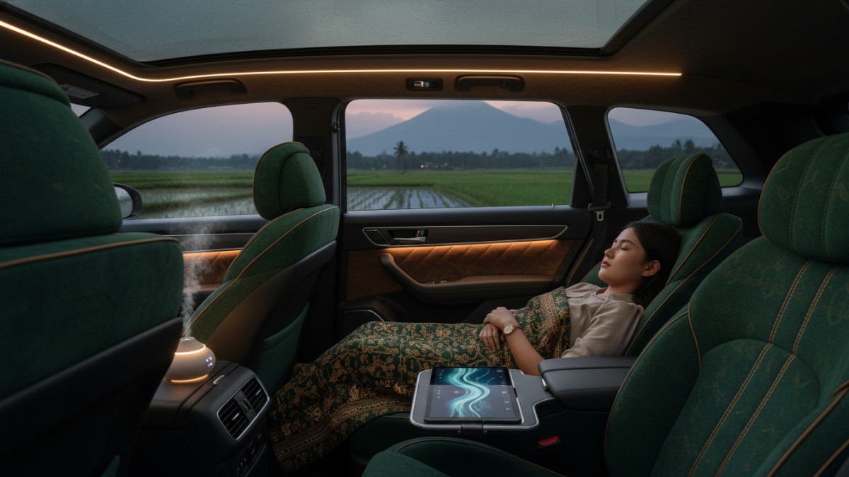 Kabin mobil senyap membantu penumpang beristirahat.