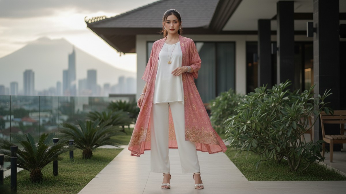 Palet warna netral dan pastel pada outfit silk look.