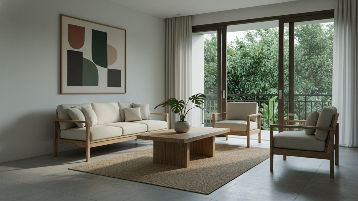Pemilihan furnitur minimalis membantu menjaga keteraturan visual secara konsisten