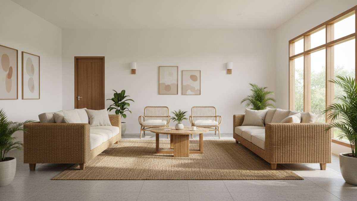 Penataan ruang memperhatikan jarak antar furnitur agar sirkulasi terasa alami.