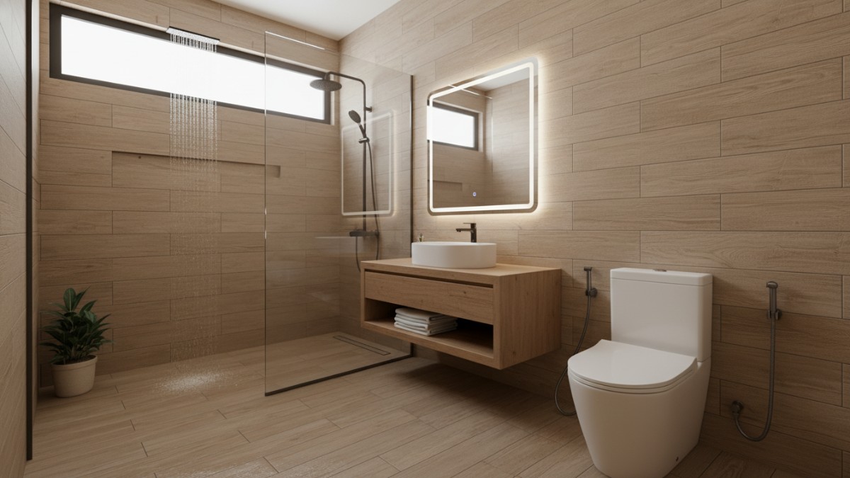 Desain kamar mandi bersih dimulai dari tata letak yang efisien. Pemisahan area basah dan kering membantu mengurangi cipratan air yang berpotensi membuat lantai licin dan kotor. Dengan pembagian fungsi
