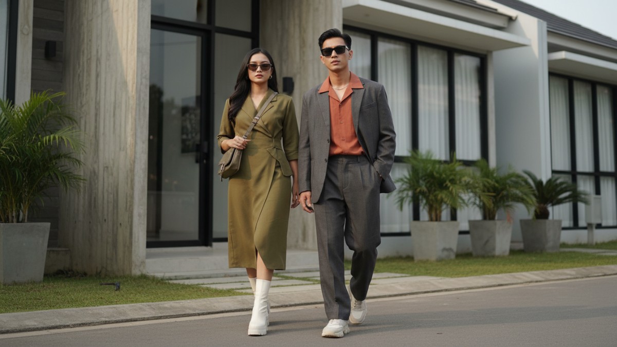 Ilustrasi gaya berpakaian modern mencerminkan tren fashion 2026