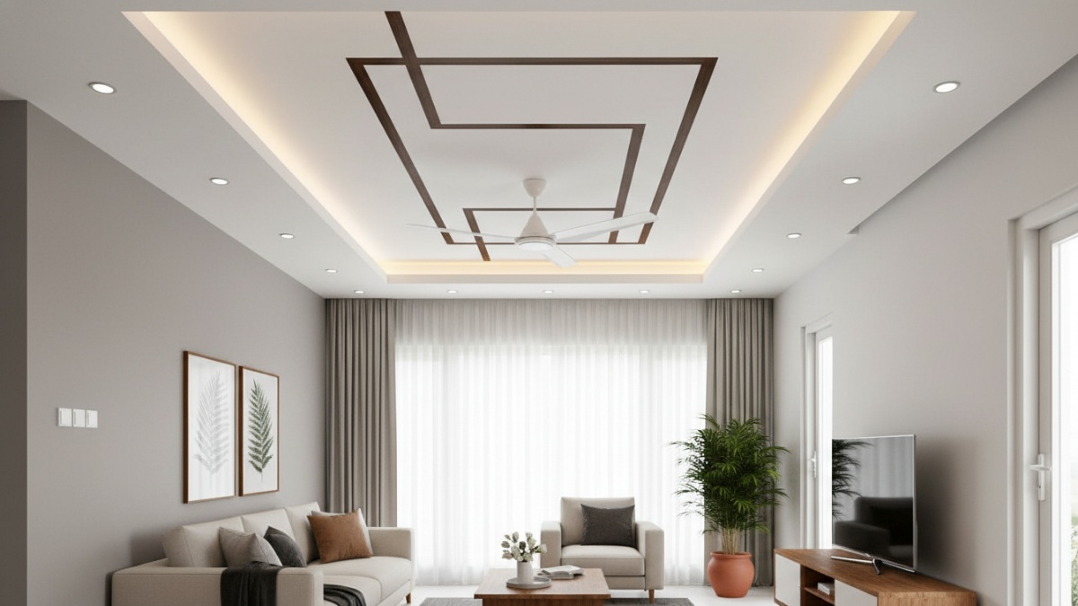 Tampilan plafon PVC modern pada ruang keluarga