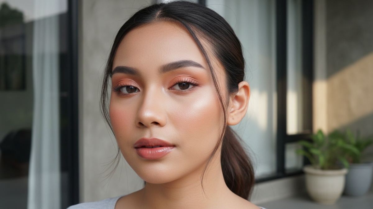 Ilustrasi tampilan makeup natural harian yang ringan