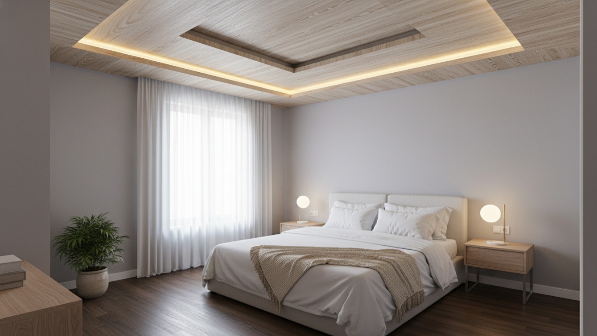 Motif kayu lembut kamar tidur