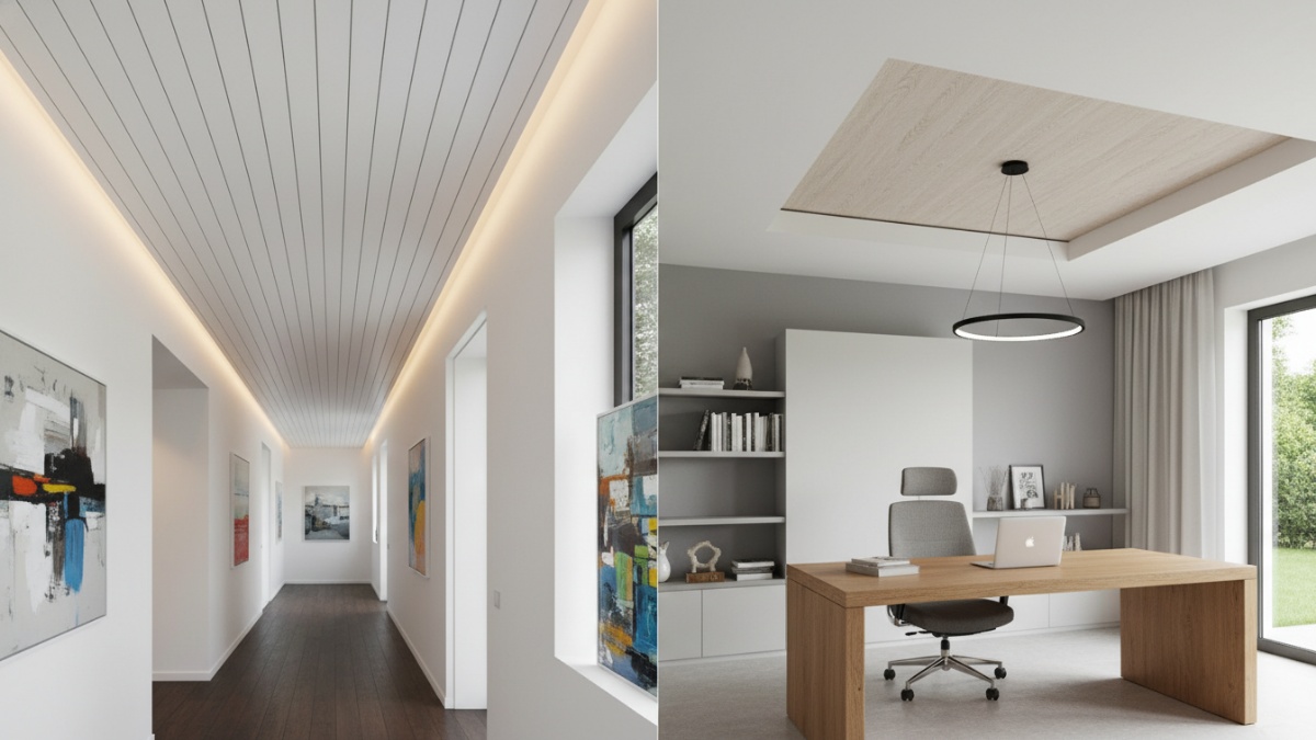 Plafon garis linear koridor