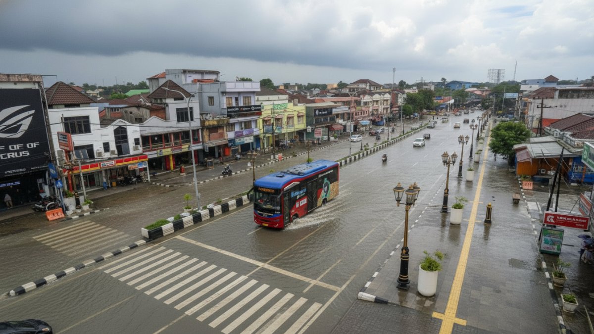 Genangan air di Jalan MT Haryono Balikpapan usai hujan yang memicu perhatian DPRD.