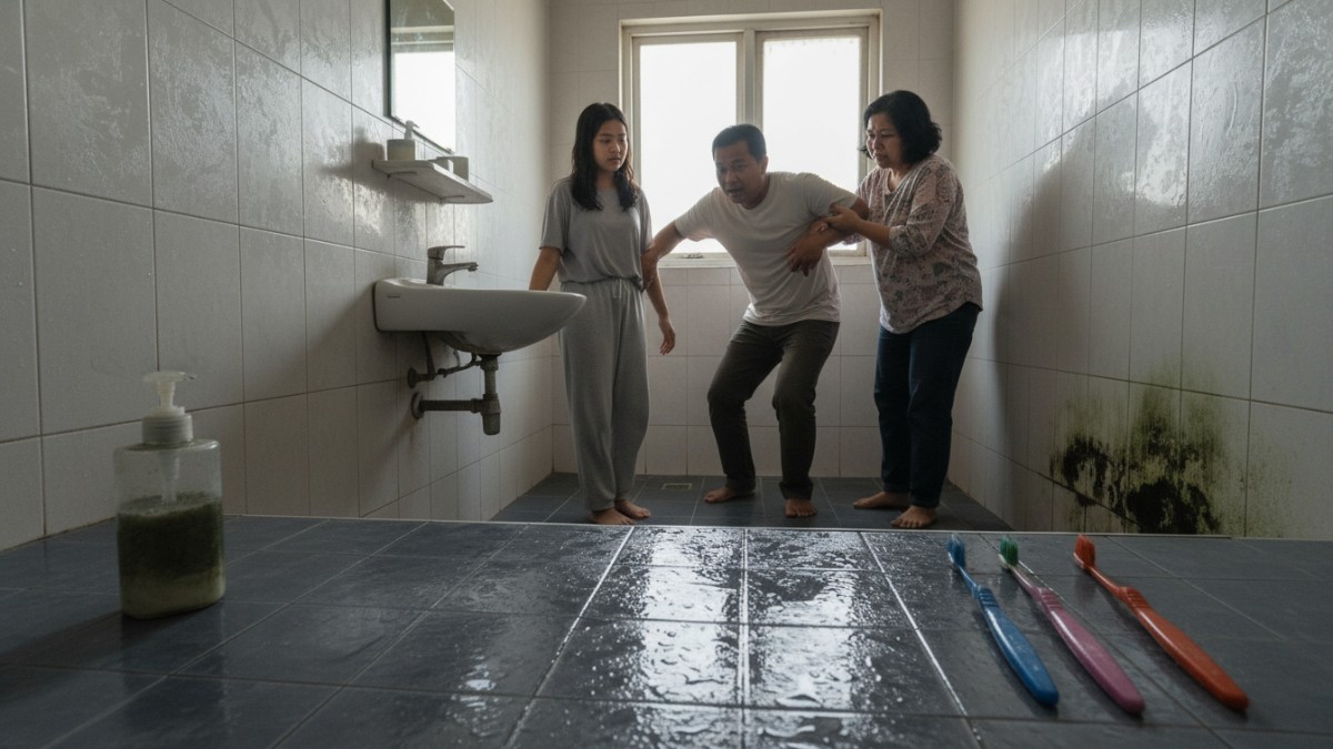 Membiarkan lantai kamar mandi selalu basah meningkatkan risiko terpeleset dan cedera. Selain itu, lantai lembap mempercepat pertumbuhan mikroorganisme yang merugikan kesehatan.
