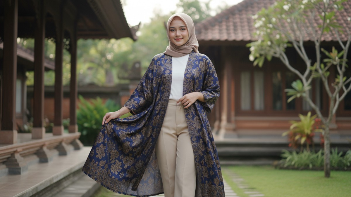Outer kimono dan palazzo silk look elegan