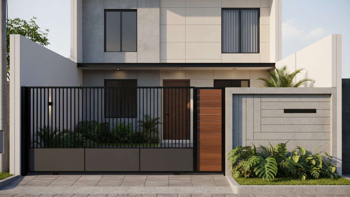 Material menjadi fondasi utama pagar rumah minimalis. Besi hollow dan baja ringan banyak digunakan karena tampil bersih, kuat, dan fleksibel dalam desain.