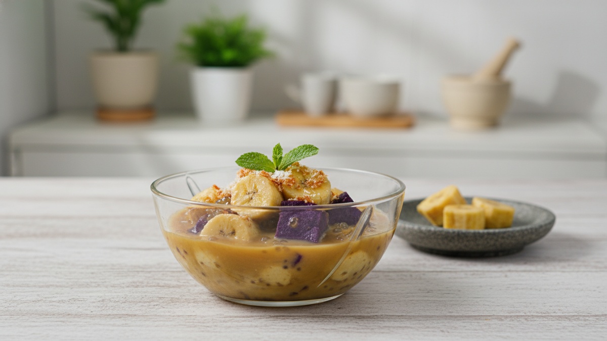 Bubur biji salak dan kolak pisang ubi hangat