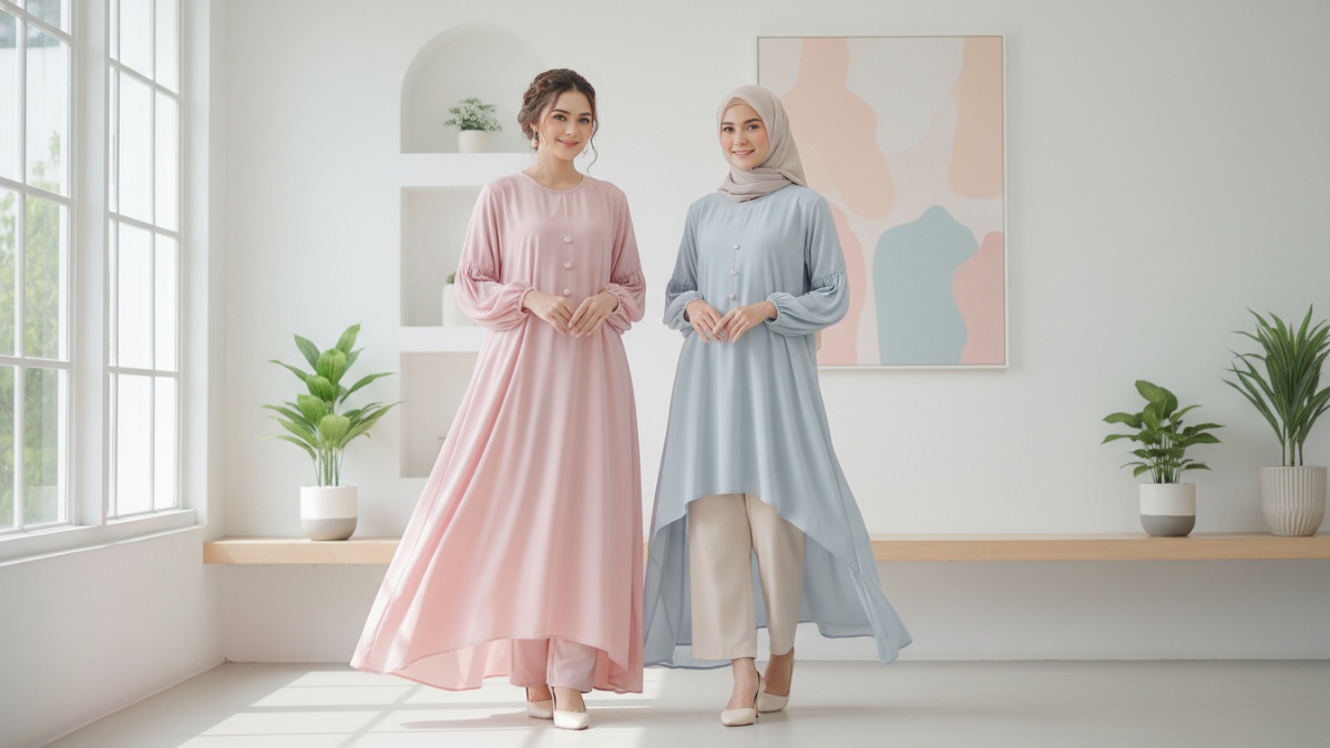 Desain lembut, warna pastel, dan potongan sederhana memberi kesan anggun tanpa berlebihan. Koleksi