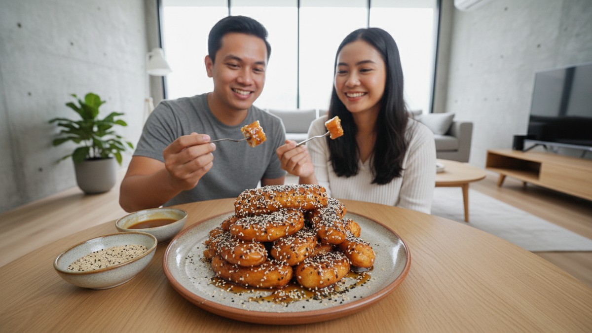 Pisang caramel wijen manis dan renyah.