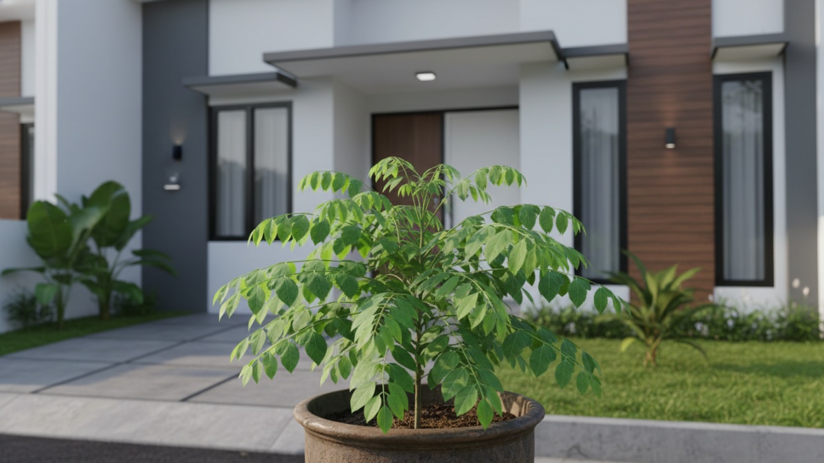 Kelor muda dengan daun hijau segar.