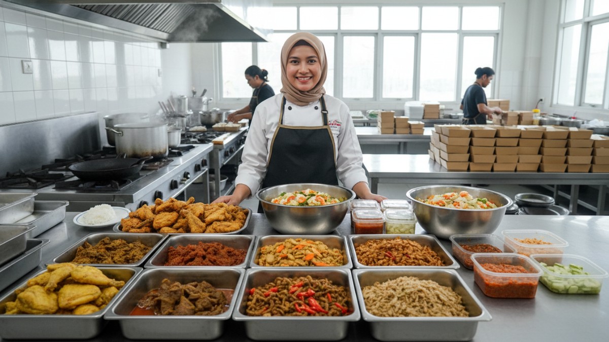 berbagai macam lauk yang akan di isi di kotak makan