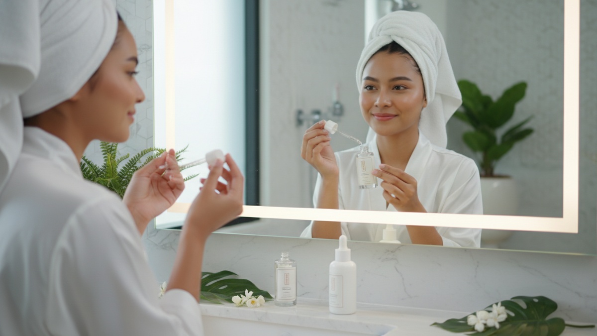 Rutinitas skincare dengan serum sebagai langkah penting sebelum pelembap untuk hasil perawatan kulit optimal.