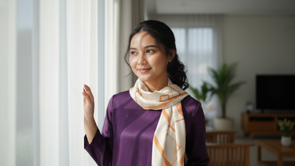 ontras warna membantu menonjolkan wajah. Warna terang pada kulit lebih gelap atau jewel tone pada kulit lebih terang menciptakan efek visual cerah.