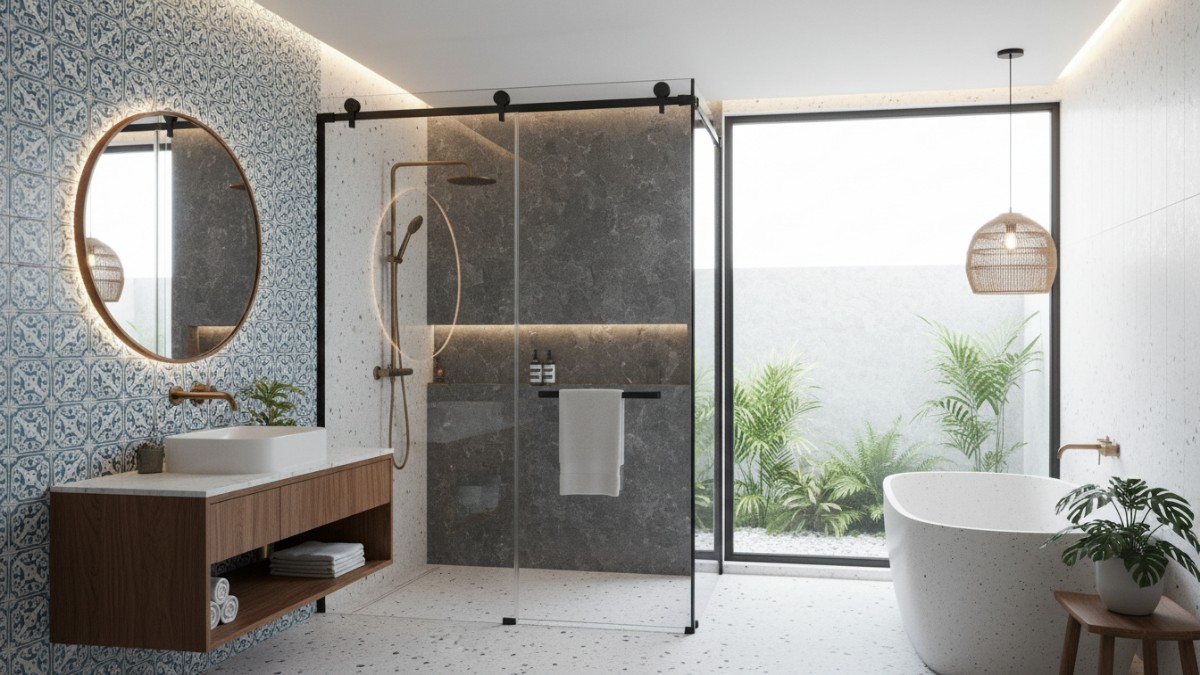 Pintu kaca shower modern dengan desain transparan bikin kamar mandi tampak lega, cek panduan pilih modelnya Cess