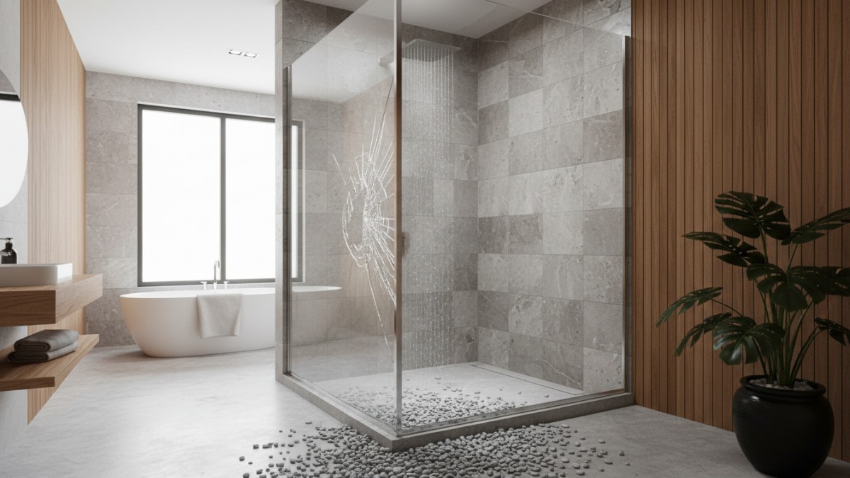 Panel kaca tempered untuk area shower rumah