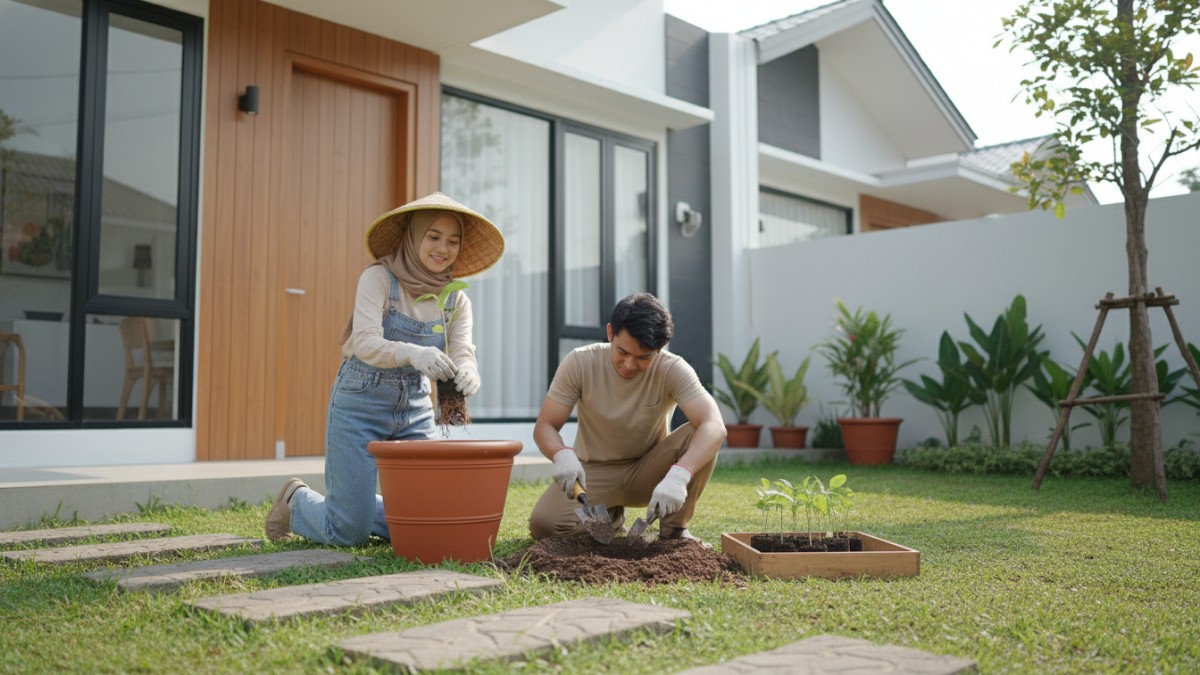 Proses penanaman bibit kelengkeng mini di pot