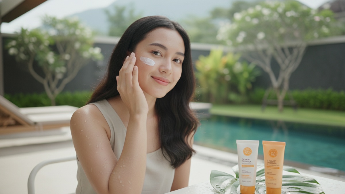 Perlindungan dari luar sering terlupakan. Paparan sinar matahari dapat memperburuk kekeringan dan melemahkan skin barrier.