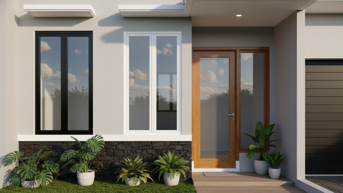 Perbandingan kusen aluminium, UPVC, dan kayu pada jendela depan