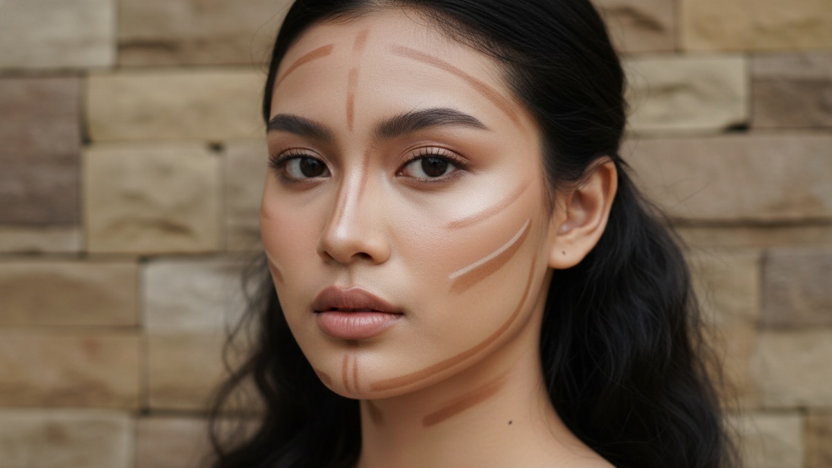 Penempatan contour mengikuti anatomi wajah masing-masing.