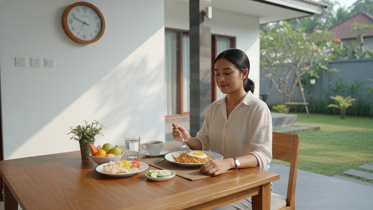 Sarapan sekitar 30 hingga 60 menit setelah bangun membantu tubuh memulai aktivitas dengan pasokan energi bertahap.