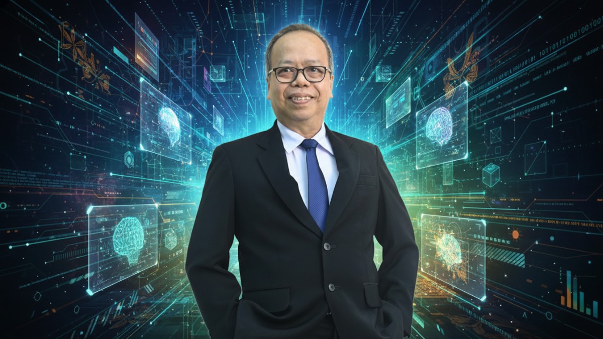 Dr. Nursodik Gunarjo, Latar Belakan Foto Ilustrasi teknologi AI yang mencerminkan perlindungan karya jurnalistik di era digital.