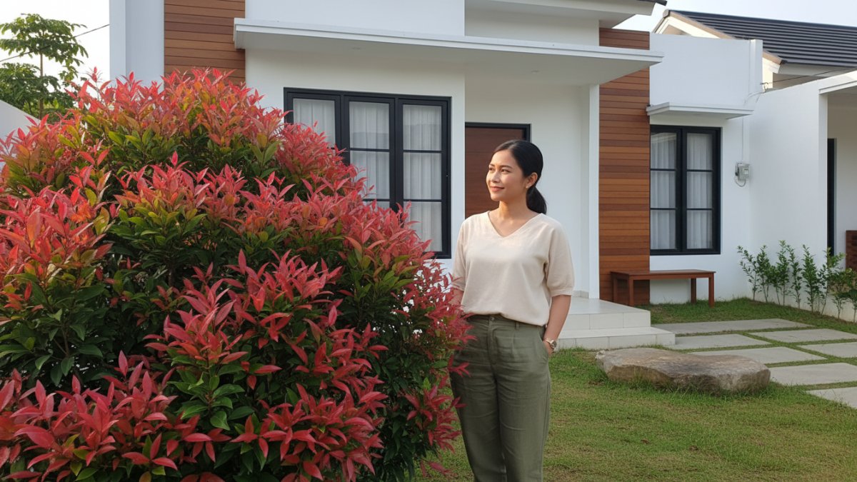 Pucuk merah rimbun dengan warna daun kontras sebagai tanaman lanskap favorit Cess!