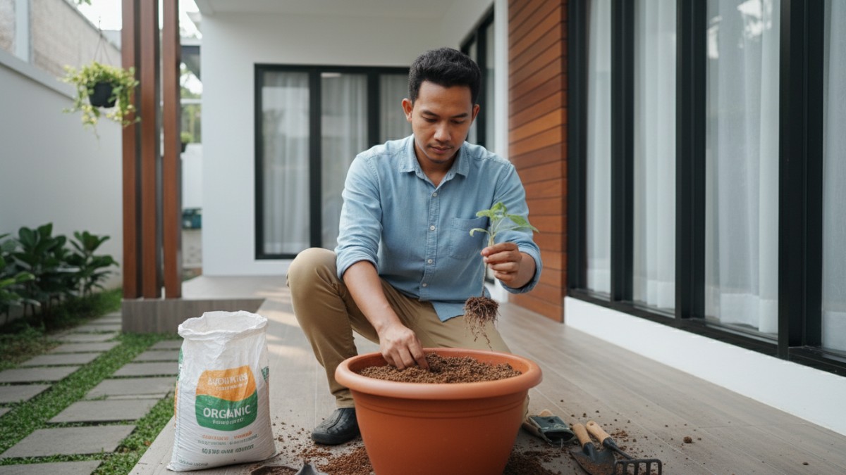 Media tanam gembur mendukung pertumbuhan akar bibit.