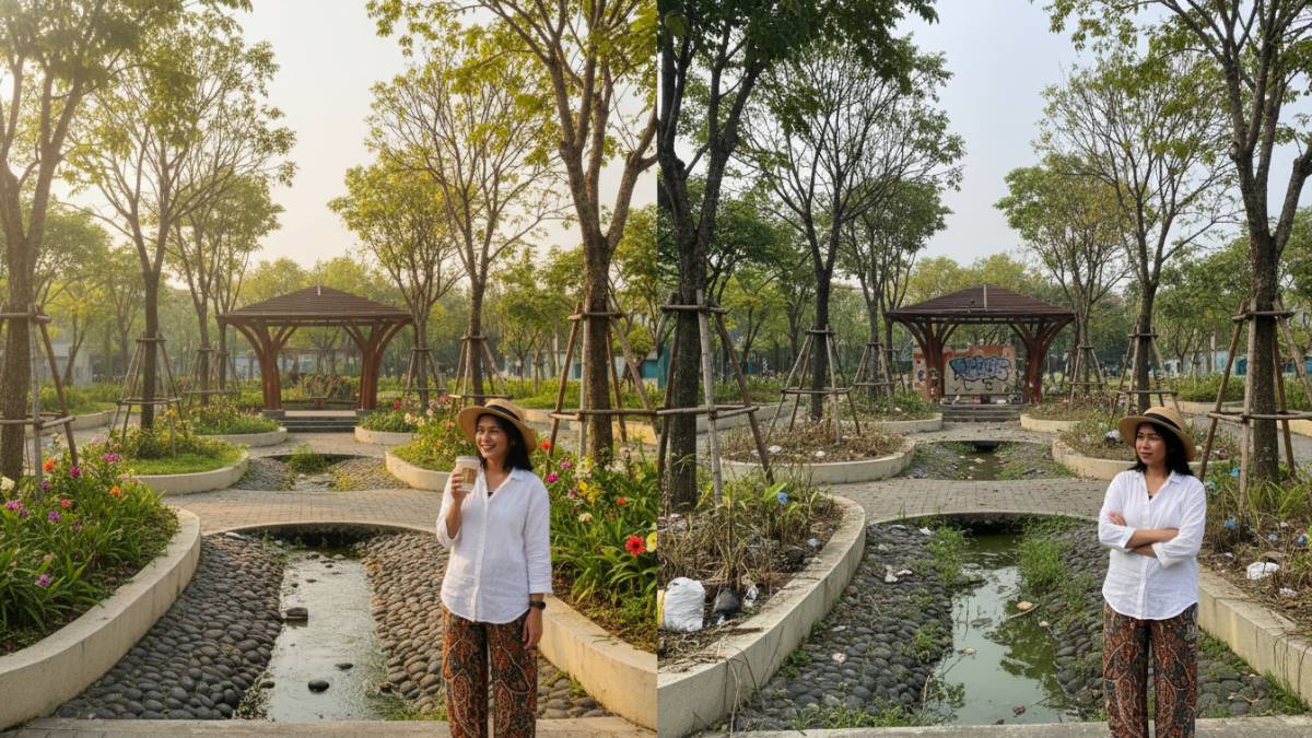 perbedaan taman yang baru dan taman yang udah lama