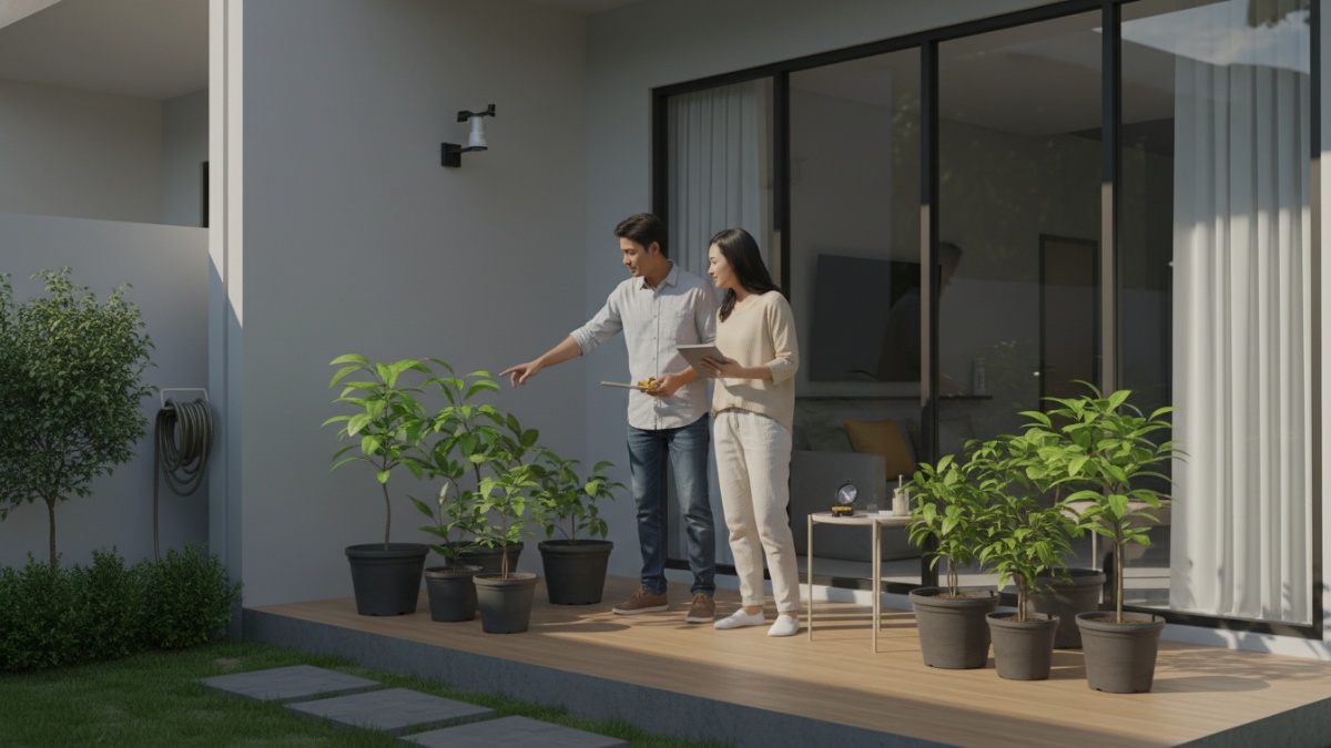 Contoh layout kebun buah mini dengan pembagian zona tanam