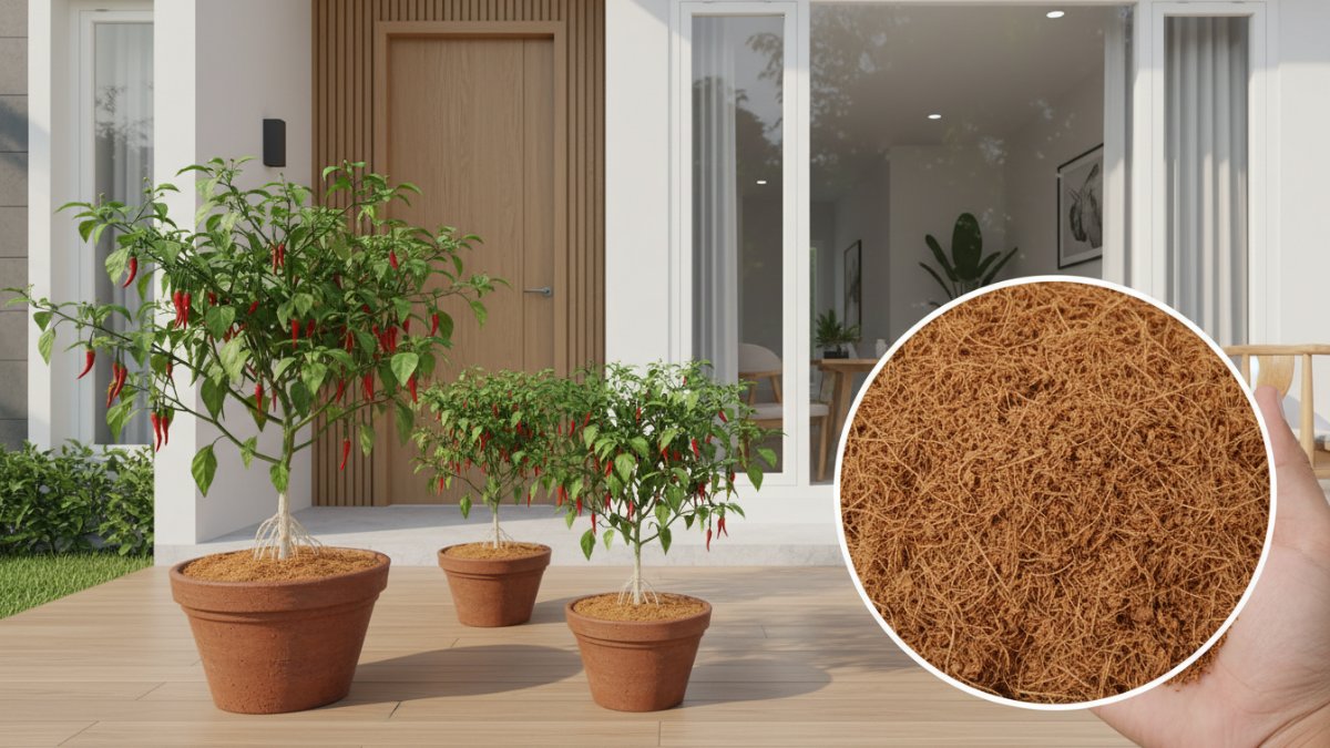 Cocopeat kering direndam air hingga mengembang